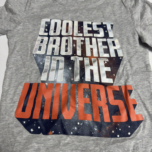 Carter's COOLEST BROTHER Long Sleeve Graphic Shirt Boy's Size 5T Gray - Picture 2 of 5